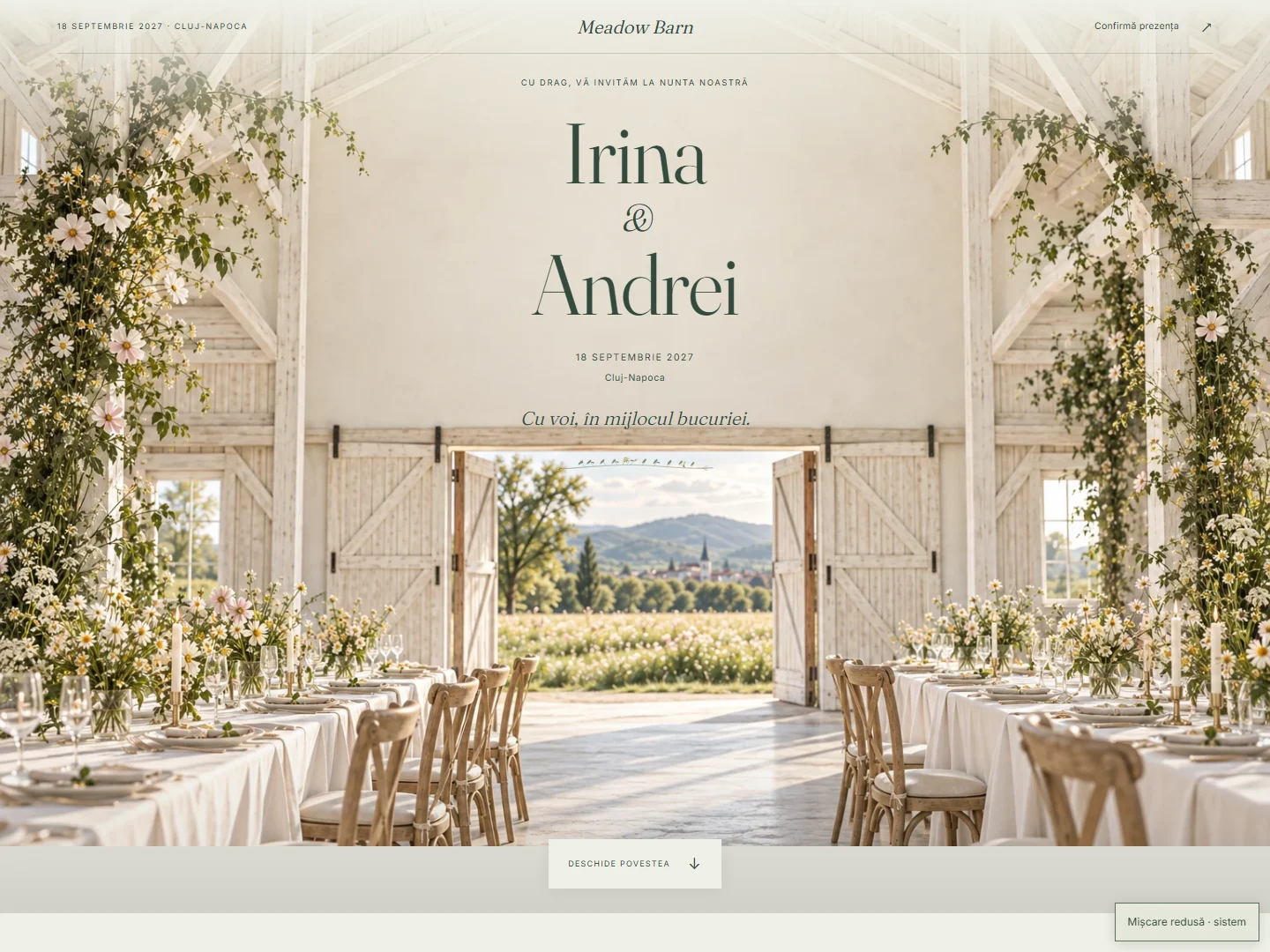 Previzualizare pentru invitația Barn, varianta Meadow Barn